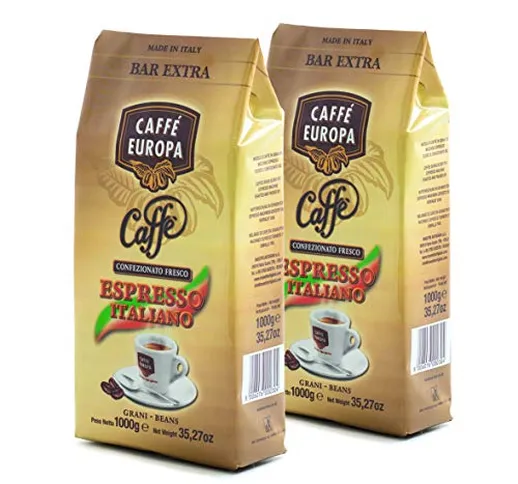 Caffè Europa - Caffè in Grani Tostatura Artigianale, Miscela Espresso Bar Extra (2x1kg)