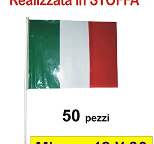 ARDITO MICHELE 50 BANDIERINE Bandiera Italia Italiana Tricolore in Tessuto 48 x 30 cm Poly...