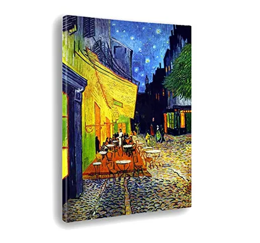 Giallobus - Quadro - Stampa su Tela Canvas - Vincent Van Gogh - Terrace of A Cafe' At Nigh...