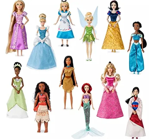 di Disney Prinipesse bambole Set 12 Rapunzel Cenerentola Alice Trilli Bella Biancaneve Tia...