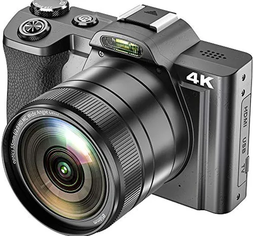 Videocamera digitale Videocamera 4K Videocamera Ultra HD 48MP WiFi YouTube Vlogging con ob...