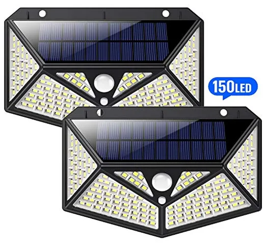 HETP Luci Solari Esterno [Illuminazione Omnidirezionale a Sei Lati] 150 led Lampada solare...