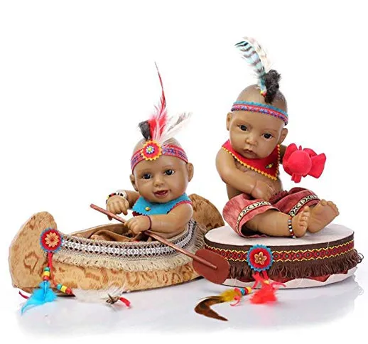 Terabithia Mini 11" Bambole Baby Reborn realizzate Nere di Kit gonfiabili Indiani nativi A...