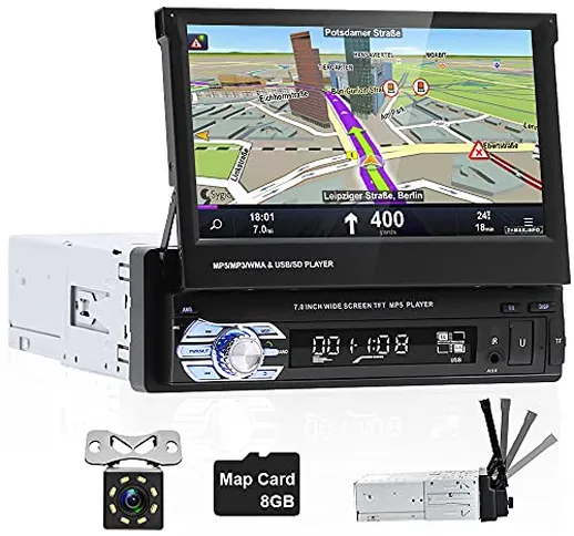 Hikity Autoradio Bluetooth con GPS Navigatore Stereo Auto con Schermo Telecamera Retromarc...