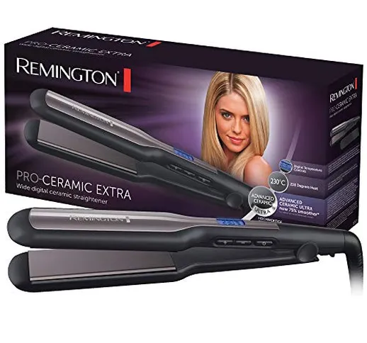 Remington Piastra per capelli, Larga, ideale capelli lunghi e folti, blocco temperatura, D...
