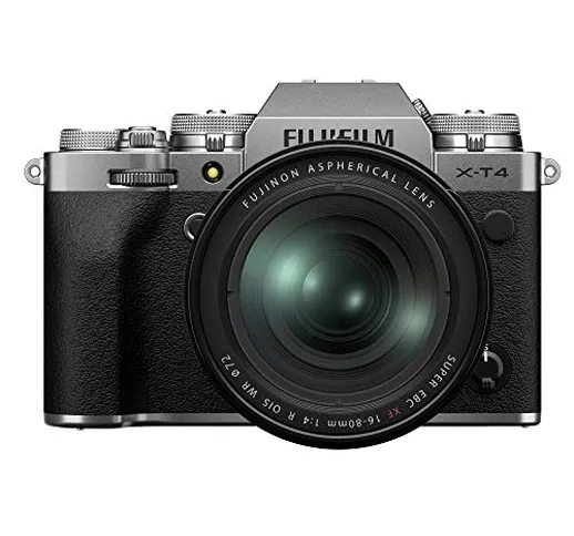 Fujifilm X-T4 Fotocamera Digitale Mirrorless 26MP con Obbiettivo XF16-80mmF4 R OIS WR, Sen...
