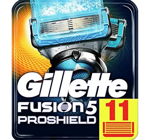 Gillette Fusion5 ProShield Lamette da Barba, 11 Ricambi da 5 Lame, Doppia Striscia Lubrifi...