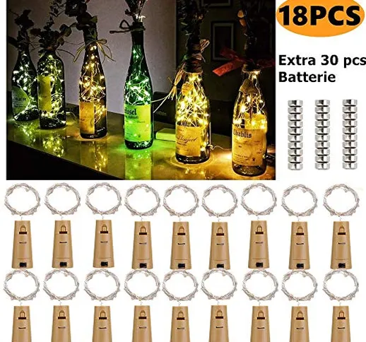 Luci per Bottiglia con Batteria, 18 pezzi 2M 20 LEDS Lampada a fili di Rame Fatata Decorat...