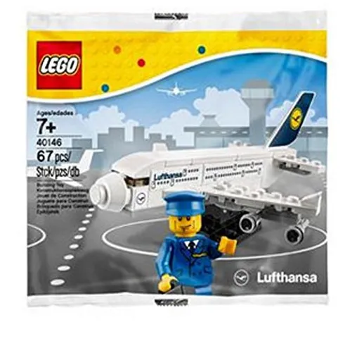 Lego 40146 Lufthansa Airbus A380 + Statuetta * rari Pezzi da Collezione * 67 Pezzi in Sacc...