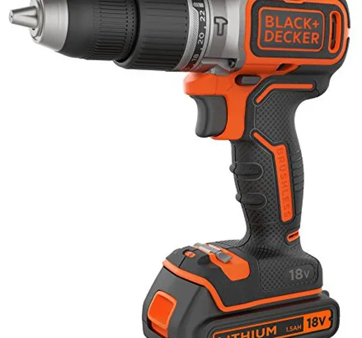 BLACK+DECKER BL188KB-QW Trapano/Avvitatore a Percussione Brushless con Doppia Batteria in...