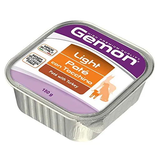 Monge GEMON Cane Adulto Pate' Light con Tacchino 12 X 150 GR.