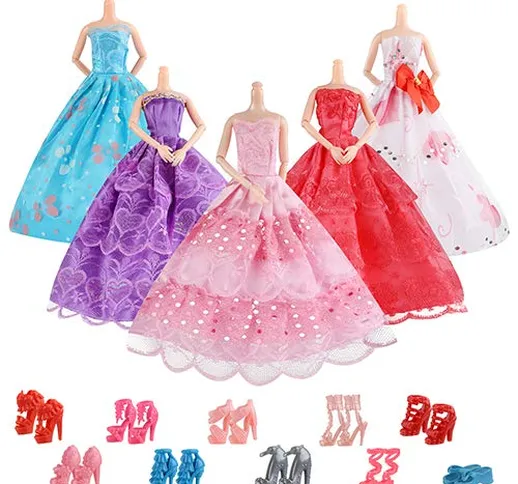AiteFeir Abiti Barbie 15 Articoli Inclusi 5 Pezzi Abbigliamento Casual Moda, 1 Abito da Sp...