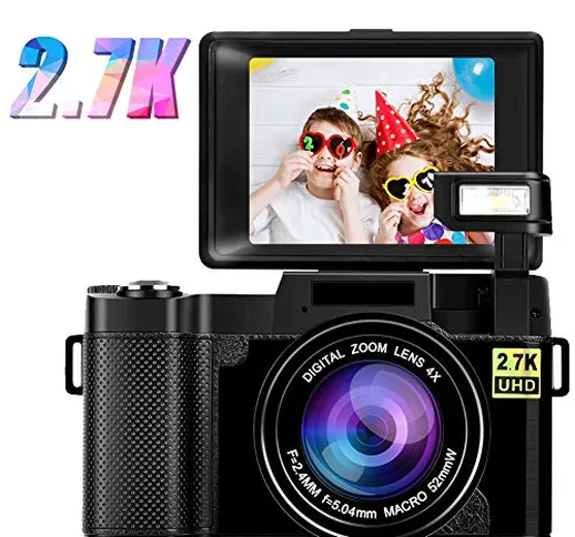 Fotocamera digitale Macchina Fotografica 2.7K 24MP Fotocamera Compatta Full HD per YouTube...