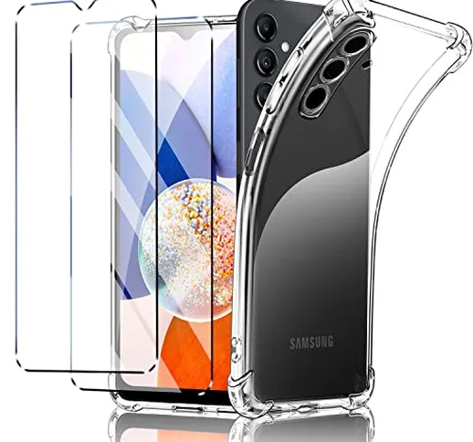 New&Teck Cover per Samsung Galaxy A14 4G/5G + 2 vetro temperato proteggi schermo, custodia...