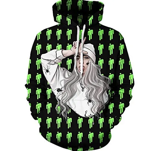 nobrand Billie Eilish Unisex Pullover Unisex Felpa con Cappuccio Regolare Felpa con Cappuc...