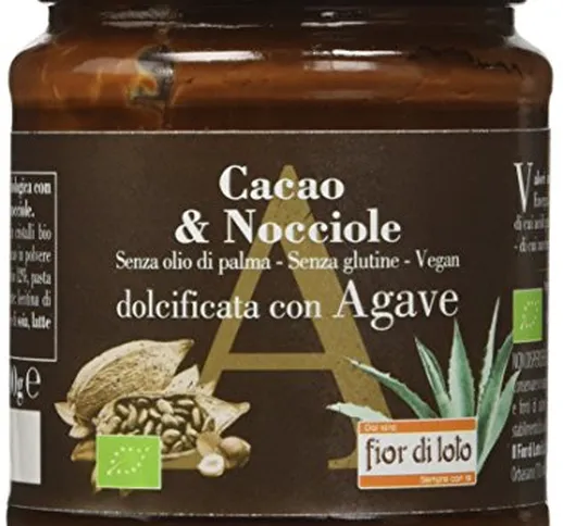 Fior Di Loto Crema Spalmabile Cacao e Nocciole Bio Dolcificata con Agave, 200g