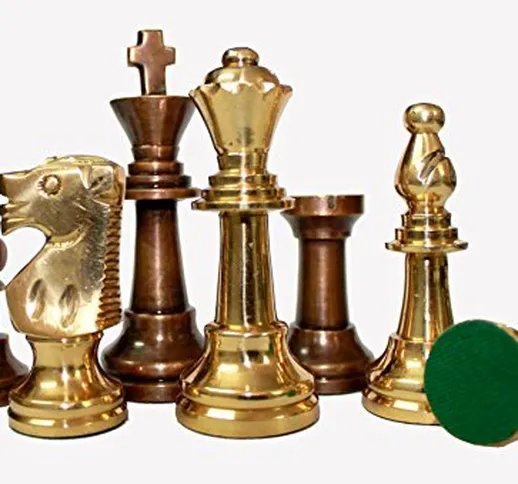 Stonkraft pezzi degli scacchi in ottone, scacchiera in ottone, pedine degli scacchi, monet...