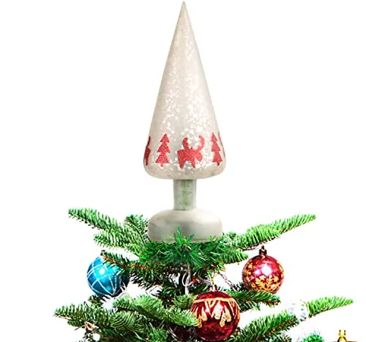 Belle Vous Puntale Albero Natale Argento - Addobbi Albero Natale Argento da 23 cm di Altez...