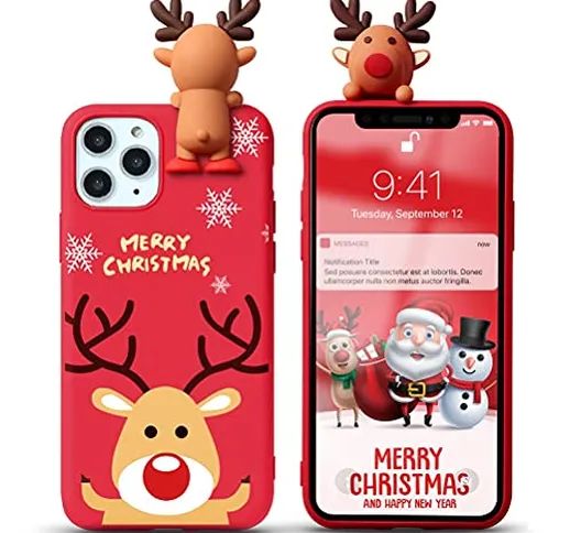 Yoedge Natale Custodia per Apple iPhone 6 / 6S 4,7", Rosso Silicone Matte Cover con Carino...