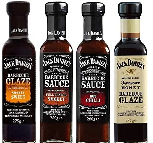 Salsicce barbecue BBQ di Jack Daniel, Tennessee Honey Barbecue Glass, Smokey Sweet, Hot Ch...