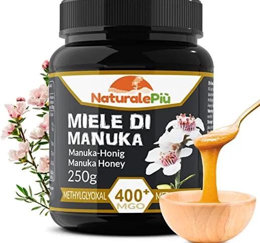 Miele di Manuka 400+ MGO da 250 gr. Prodotto in Nuova Zelanda, Attivo e Grezzo, Puro e Nat...