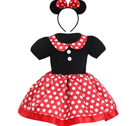 IMEKIS Ragazza Bambina Abito a Pois Neonata Principessa Bowknot Minnie Vestire Fantasia Fe...