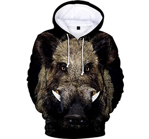 LMSDALAO 3D Felpe con cappuccio Realistico Animale Cinghiale Stampa Digitale 3D Maglione c...