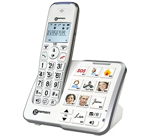 Geemarc Amplidect295 - Telefono cordless amplificato con foto personalizzabili e segreteri...