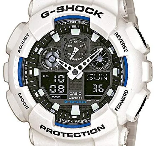 Casio G-SHOCK Orologio 20 BAR, Bianco, Analogico - Digitale, Uomo, GA-100B-7AER