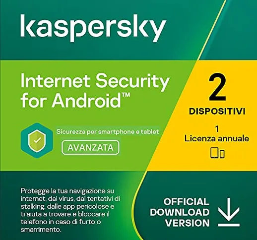 Kaspersky Internet Security for Android 2022 | 2 Dispositivi | 1 Anno | Codice d'attivazio...