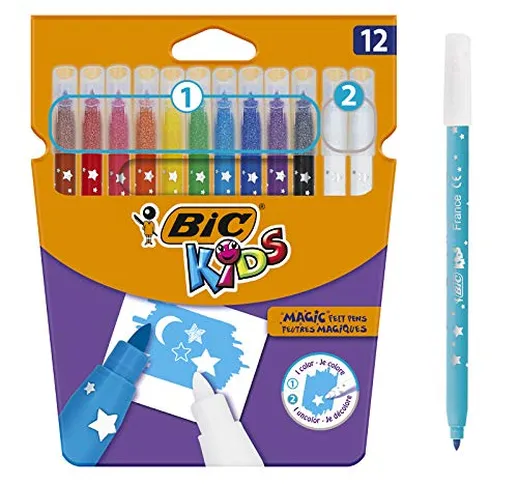 BIC Deutschland BIC Kids Colour & Erase Pennarelli magici con tinta cancellabile, confezio...