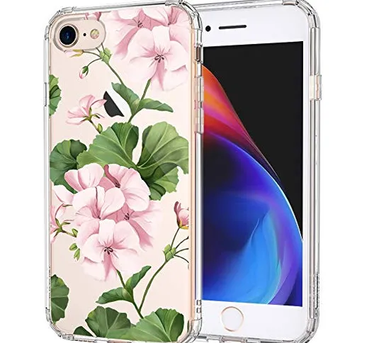 MOSNOVO Cover iPhone SE 2020/iPhone 8/iPhone 7, Geranio Fiori Floral Flower Trasparente co...