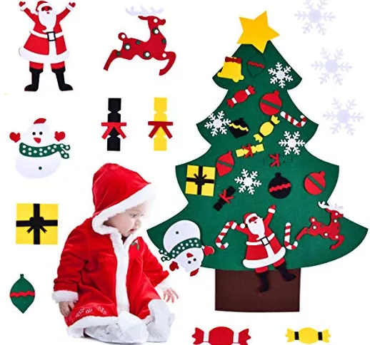 Elinker Albero di Natale in Feltro per Bambini, Kit di Ornamenti per Albero di Natale da 3...