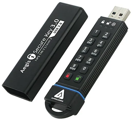 Apricorn Aegis Secure Key 16GB FIPS 140-2 Level 3 - Chiavetta USB 3.0 con crittografia har...