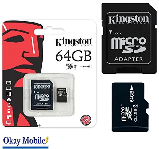 Kingston, scheda di memoria originale MicroSD SDHC da 64GB, per cellulare Samsung Galaxy J...