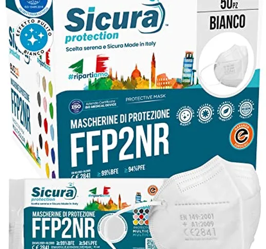 50 Mascherine FFP2 Certificate CE Made in Italy SICURA BFE ≥99% Mascherina Produzione ital...