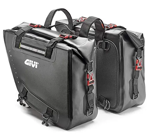 Coppia di borse laterali waterproof nere GIVI GRT718 15+15 litri, con interno di colore gi...