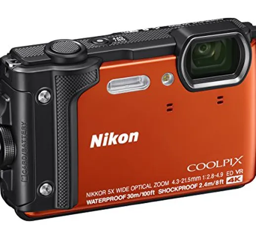 Nikon Coolpix W300 Fotocamera Digitale Compatta, 16 Megapixel, 4K, Subacquea, Antiurto, An...