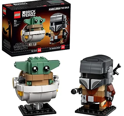 LEGO 75317 Star Wars Il Mandaloriano E Il Bambino, Modellini Da Costruire Di Brickheadz Co...