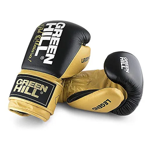 GREEN HILL Legend, Guanti da Boxe Guantoni Pugilato Unisex – Adulto, Oro, 14 oz