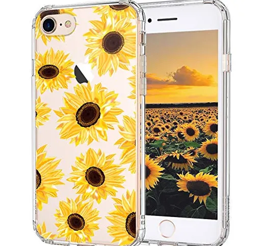 MOSNOVO Cover iPhone SE 2020/iPhone 8/iPhone 7, Girasoli Fiori Floral Flower Trasparente c...