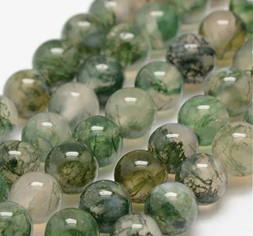 Charming Beads Filo 60+ Verde Agata Muschiata 6mm Tondo Perline GS1646-2