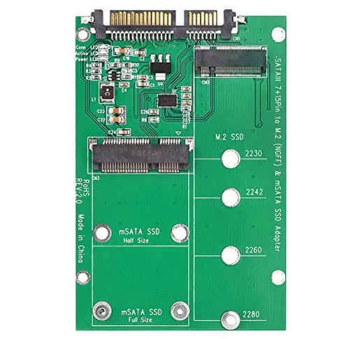 Yolando 2-in-1 Adattatore M.2 NGFF o mSATA SSD a SATA 3 SATA III Adapter Board, Ideale per...