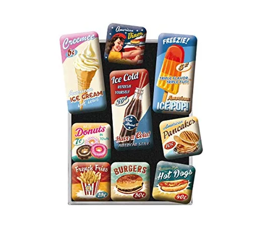 Nostalgic-Art Set di Magneti Vintage American Diner – Idea Regalo per Amanti delle cene, D...
