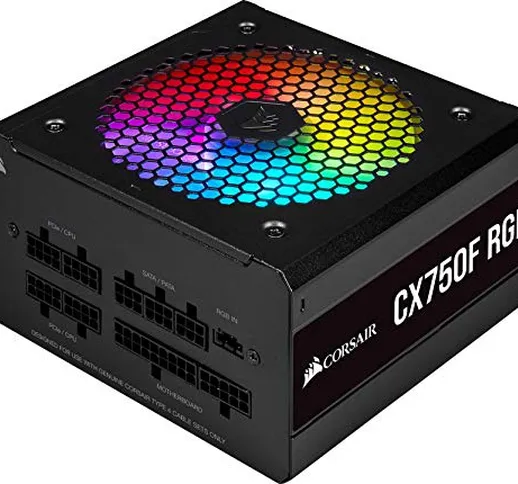 Corsair CX750F RGB Alimentatore ATX Interamente Modulare 80 Plus Bronze, 750 W, Ventola RG...