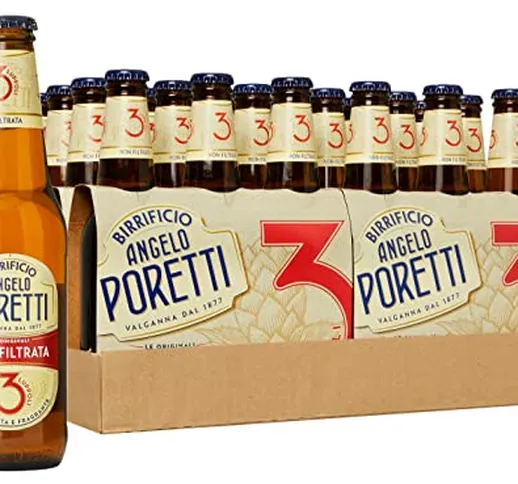 Birrificio Angelo Poretti Birra 3 Luppoli Non Filtrata -24 bottiglie da 330 ml