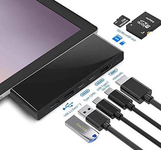 Power Technology - Hub Surface Pro 7 Hub USB 3.0 per tablet Microsoft Surface Pro 7, 2 USB...