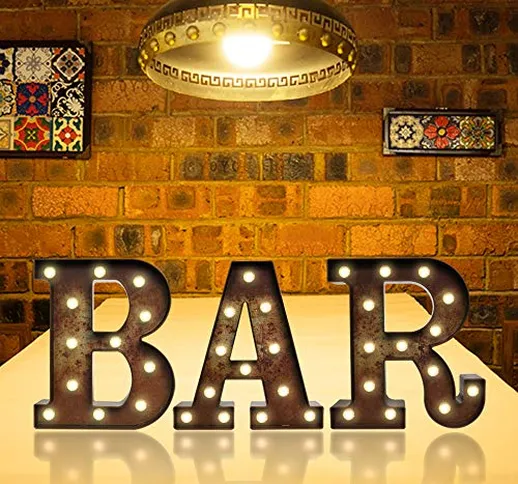 Lettere da bar vintage a LED con luci – Lampada da bar industriale illuminata per tendone...