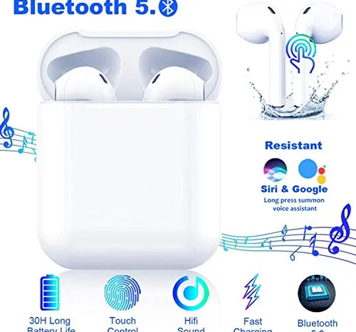 Auricolare Bluetooth Senza Fili, Cuffie Wireless Stereo 3D with IPX7 Impermeabile,Adatto C...