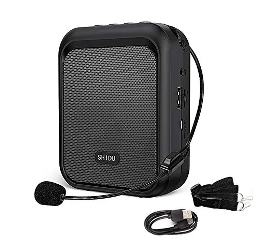 Amplificatore vocale SHIDU Altoparlante Bluetooth portatile ricaricabile con microfono cab...